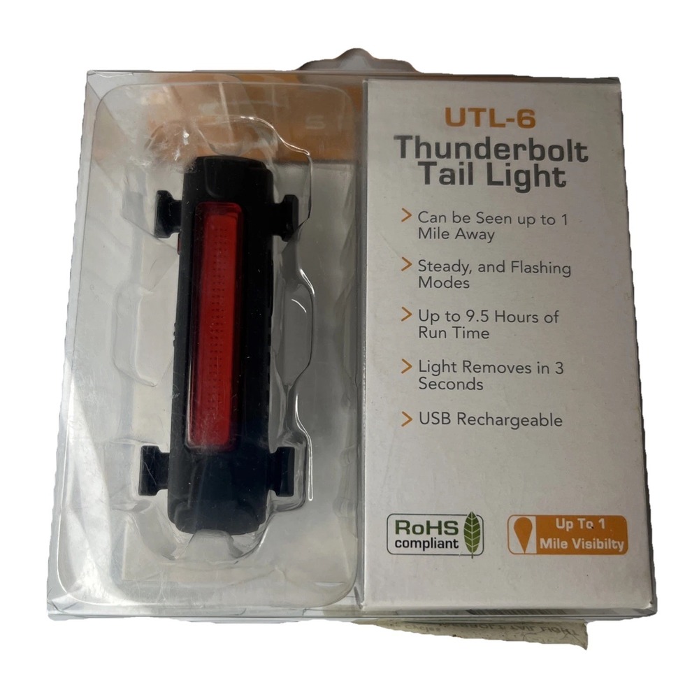 Serfas Thunderbolt UTL-6 Bicycle Tail Light - Black - USB Rechargeable - Rear